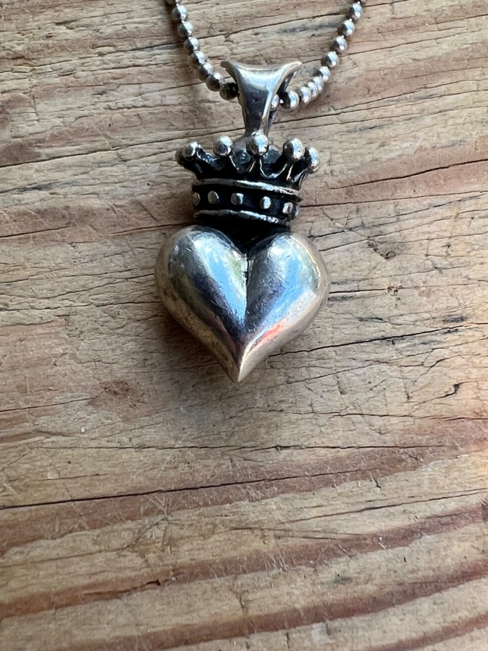 Vintage- King Baby Studio- .925 Silver (Italy) Crown Heart Pendant Necklace - Picture 11 of 12